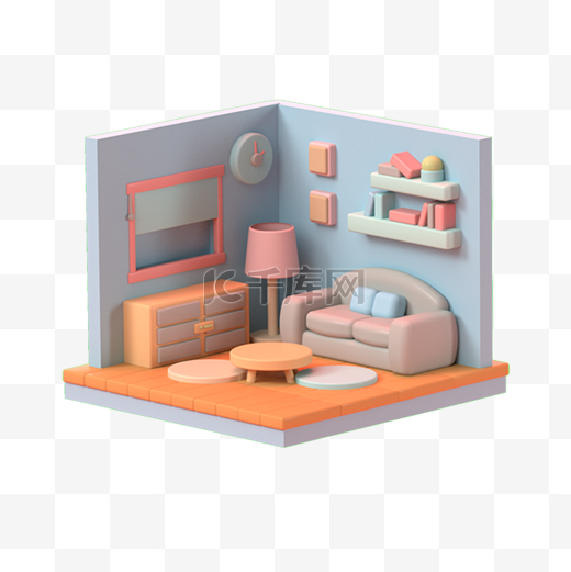 3D立体客厅沙发家具图片
