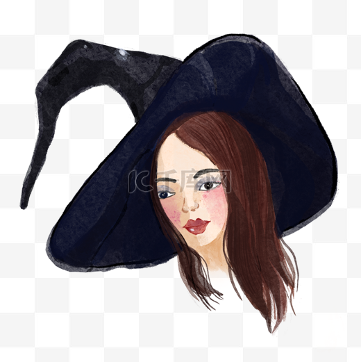 万圣节带着女巫帽的女人图片