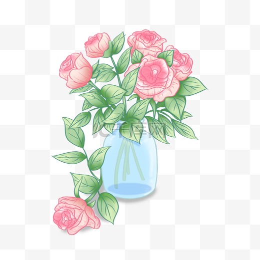 小清新手绘玫瑰花束图片