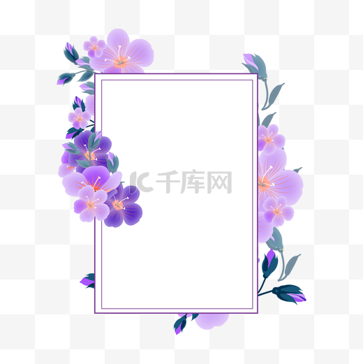 紫色梦幻花朵边框图片
