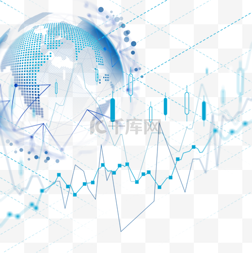 股票市场走势图分析蓝色折线图片