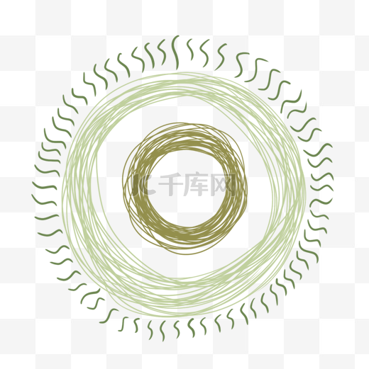 线团圆圈细线绿色图片绘画图片