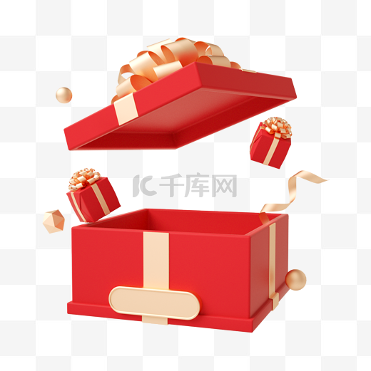 红金C4D质感新年礼盒图片