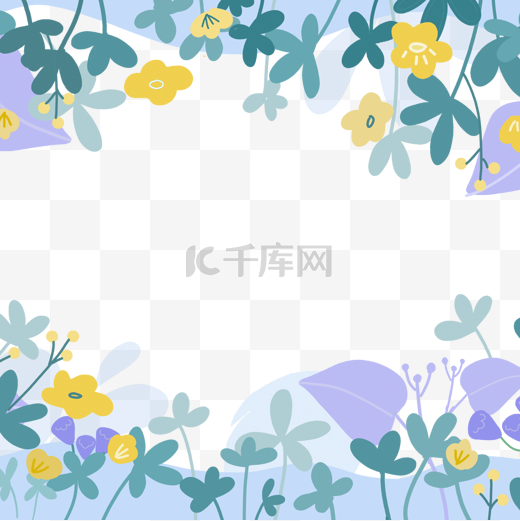 淡紫色背景黄花春天花卉边框图片