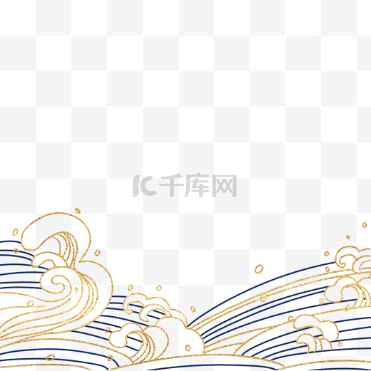 海浪蓝色日系风格插画图片
