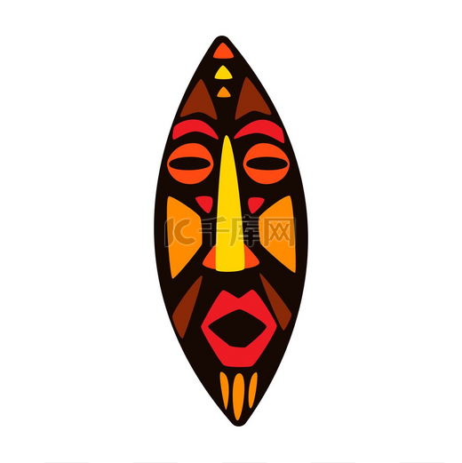 程式化的非洲面具的插图。图片