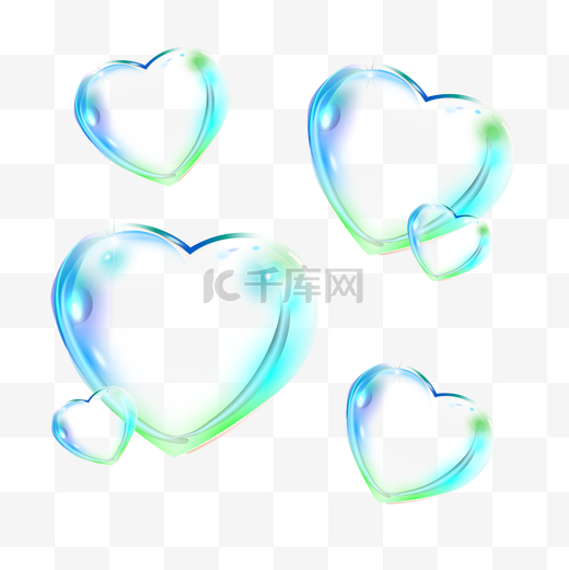 气泡绿色心形抽象简约图片