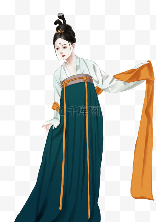 中国唐朝古风人物大唐古装美女水彩图片