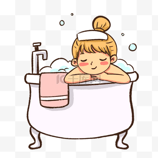 洗澡沐浴洗护用品泡澡人物图片