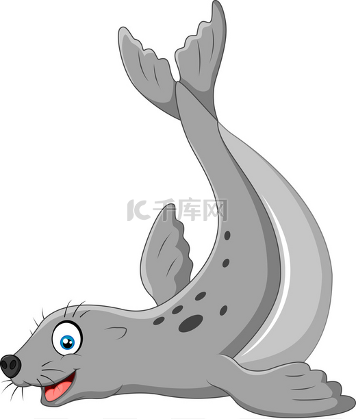 Illustration of seals happy smile on white back ground图片
