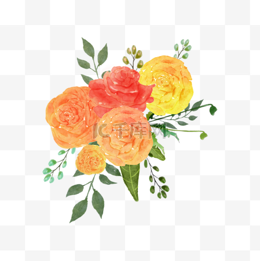 水彩盛开的花玫瑰婚礼花图片