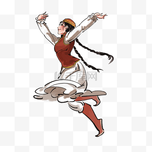 古代水墨跳舞舞者人物少数民族游舞蹈维吾尔图片