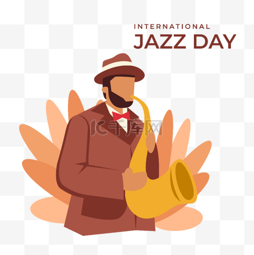 国际爵士音乐日戴礼帽吹萨克斯的男人图片