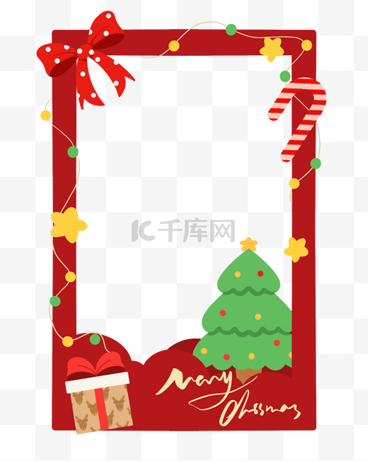 冬季冬天圣诞节圣诞树蝴蝶结礼盒边框图片