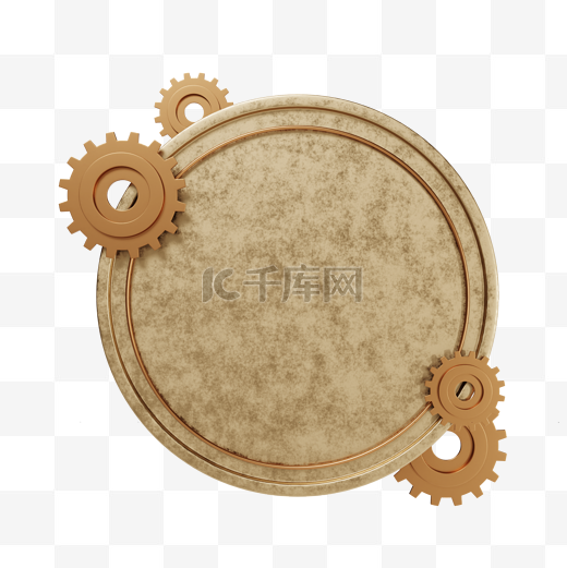 美式复古蒸汽朋克机械齿轮圆形标题框图片