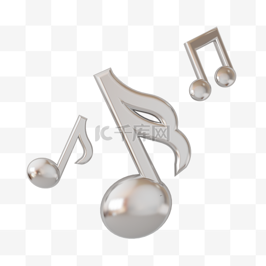 C4D立体金属酸性音乐音符图片
