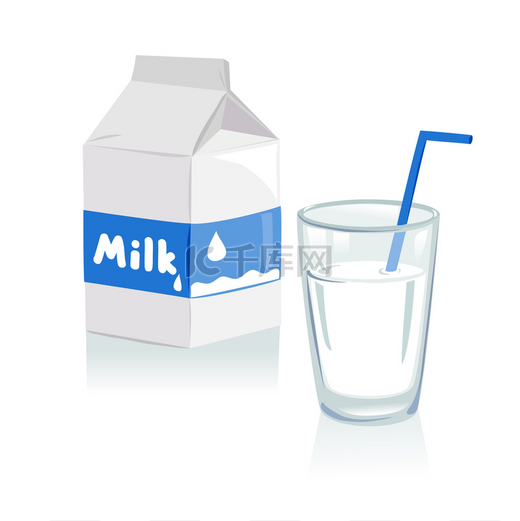 杯牛奶和一盒牛奶图片