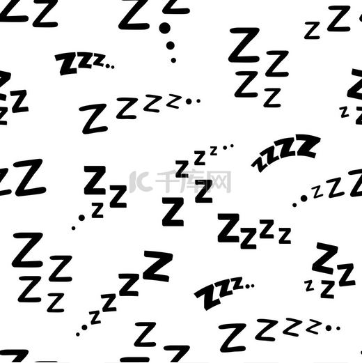 床睡眠打鼾无缝模式睡眠做梦小睡或休息的声音效果矢量背景带有字母的单色拟声符号白色背景上有打鼾或呼吸暂停的声音床睡眠打鼾无缝模式图片