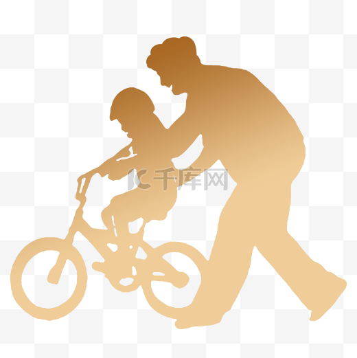 父亲父亲节创意剪影亲子骑自行车温馨图片