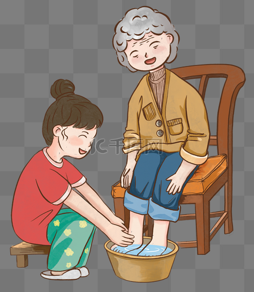 重阳节孙女给奶奶洗脚图片