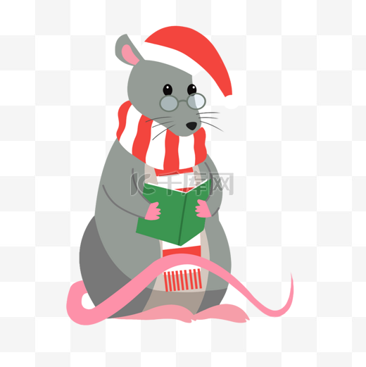 戴着圣诞老人帽子的老鼠图片