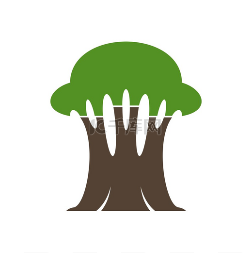 森林橡树图标带有绿叶和木材的轮廓矢量自然生命的象征橡树园和公园植物有机生长和农业生态生物和生态环境标志带有绿叶轮廓的森林橡树图标图片