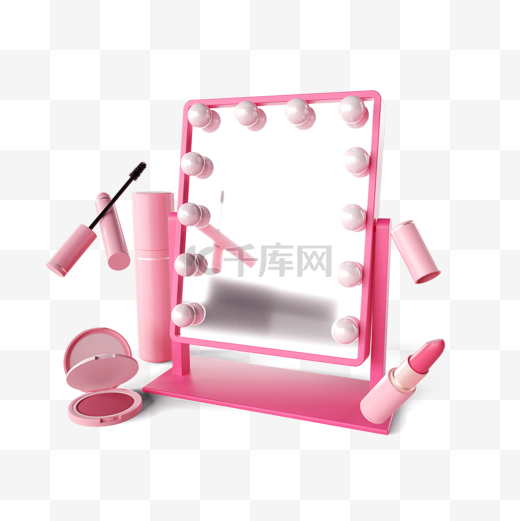 立体妇女节粉色美妆产品促销图片