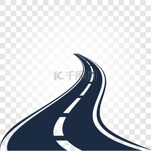 孤立的黑色公路或高速公路与划分上白色背景矢量图的标记图片
