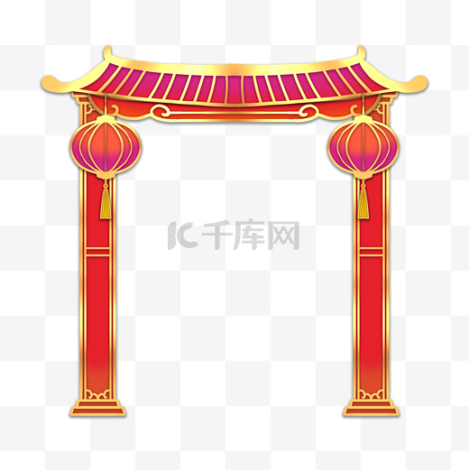 春节年货节新年红灯笼拱门图片