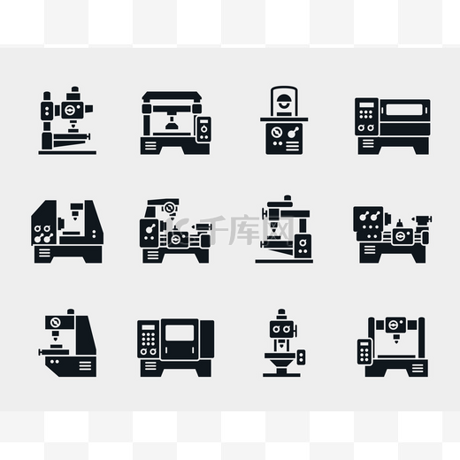 Vector machine tool icons set图片