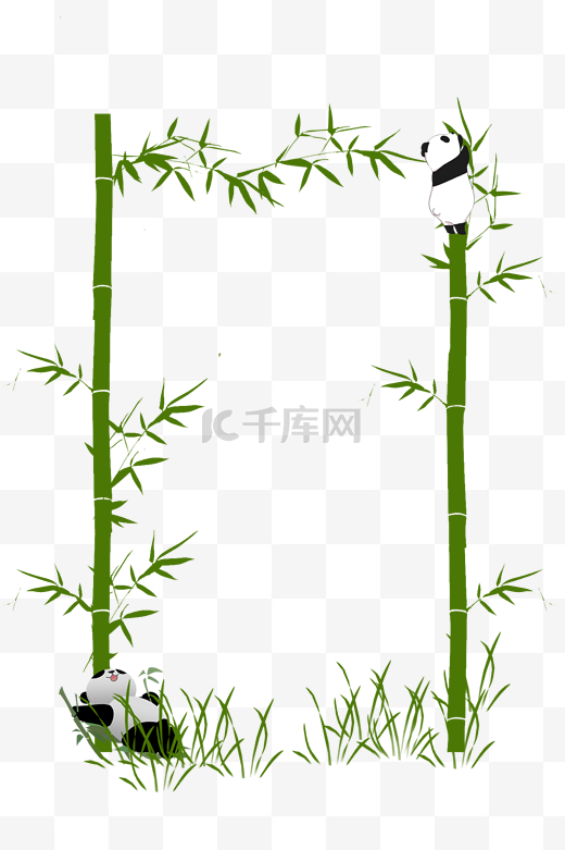 丛林树叶竹子植物动物熊猫边框文本框图片
