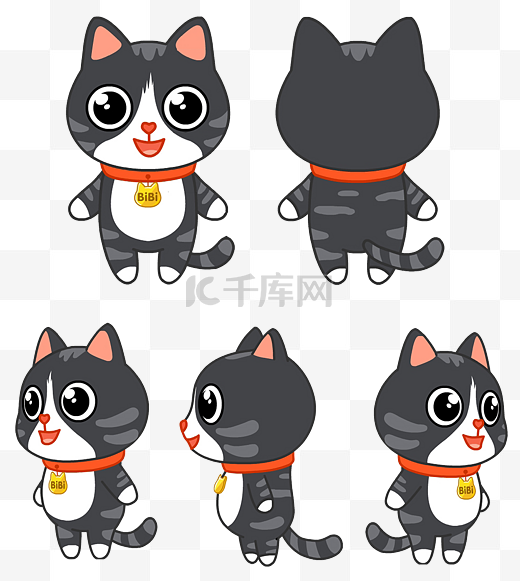 卡通黑色小猫IP形象图片