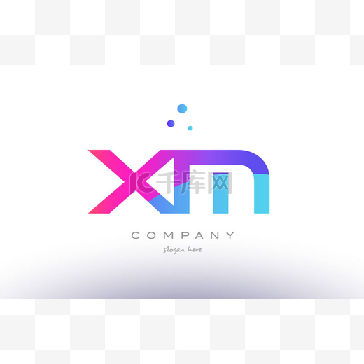 xm x m  creative pink blue modern alphabet letter logo icon temp图片