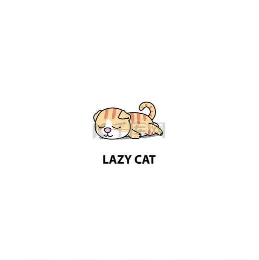 懒猫, 可爱的苏格兰折叠睡眠图标, 标志设计, 矢量插图图片