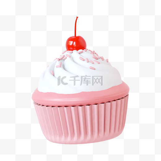 粉色3D立体甜品甜点美食樱桃蛋糕图片