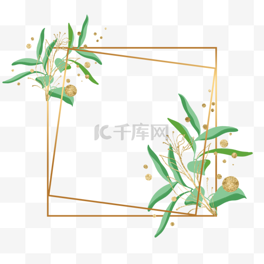 金色几何形状植物叶子装饰边框图片