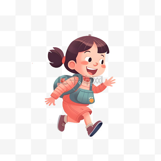 卡通可爱跑步的粉色女孩图片