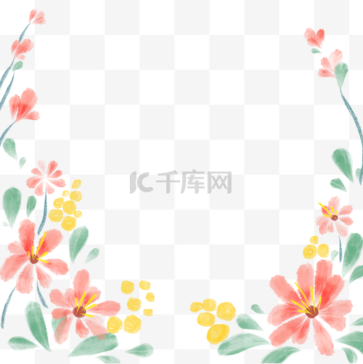 水彩花边植物花朵边框底边图片