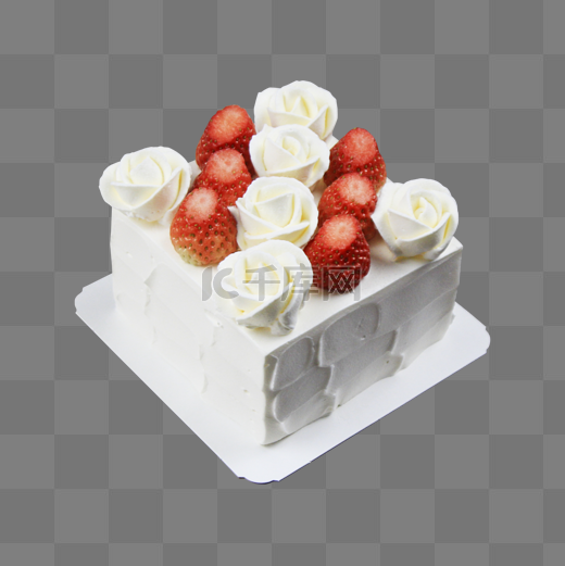 奶油玫瑰草莓蛋糕图片