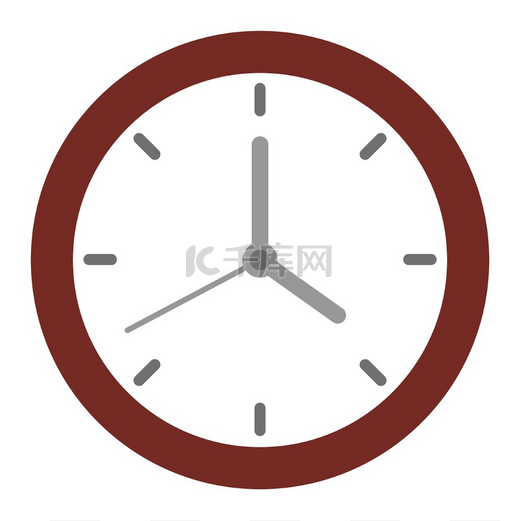 棕色接口的时钟近距离观察孤立的图标计时器或秒表计算小时和分钟箭头和条纹测量时间工作载体的管理和组织带指针的时钟时间管理组织图片