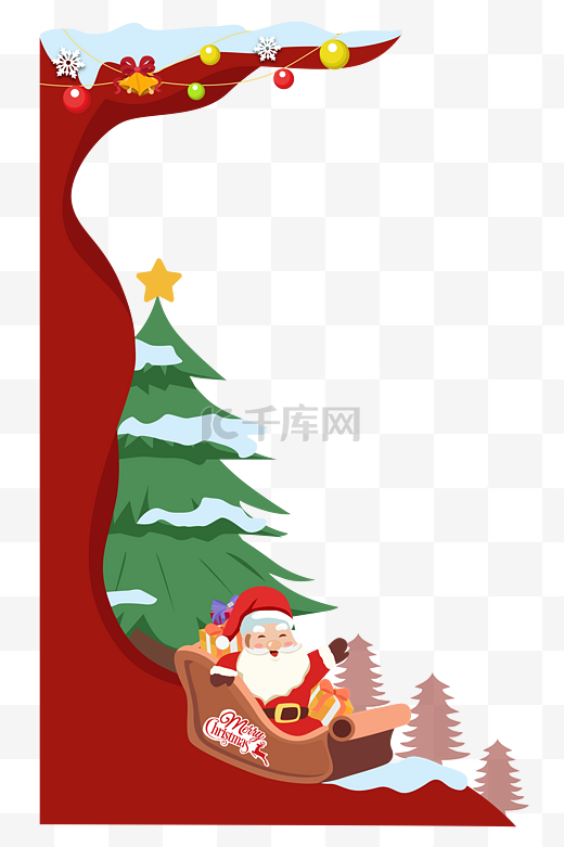圣诞节红色圣诞侧边框图片
