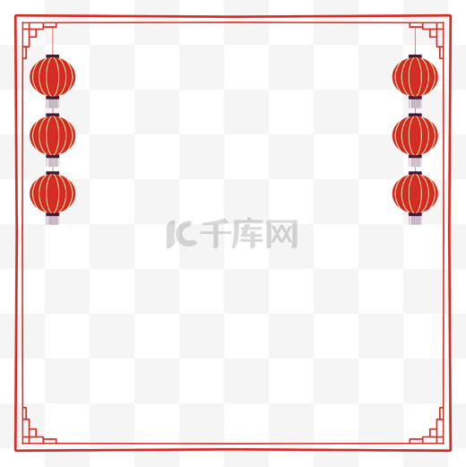 新年新春春节元宵节剪纸风红色灯笼边框图片