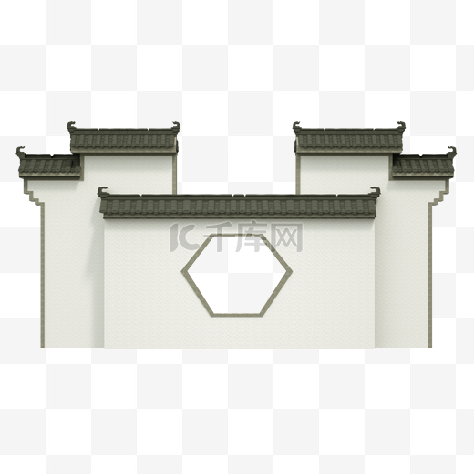 中式中国风青砖屋檐墙图片