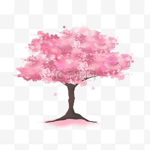 超多花水彩樱花粉色樱花树图片