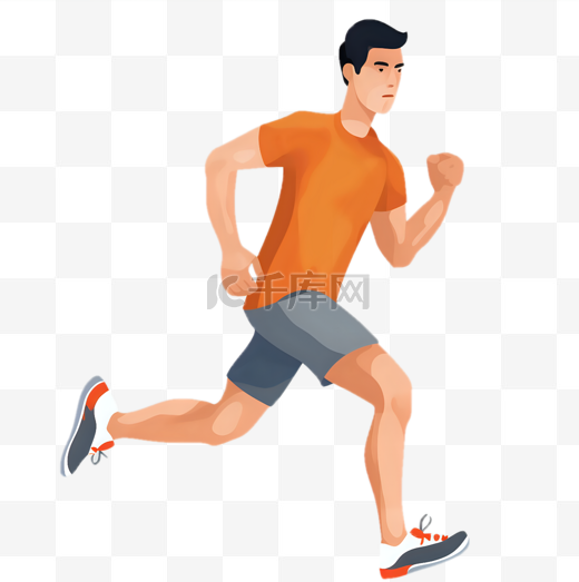 卡通人物慢跑跑步运动图片