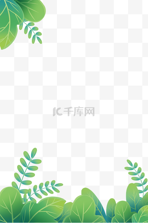 春天春季绿叶植物叶子海报边框图片