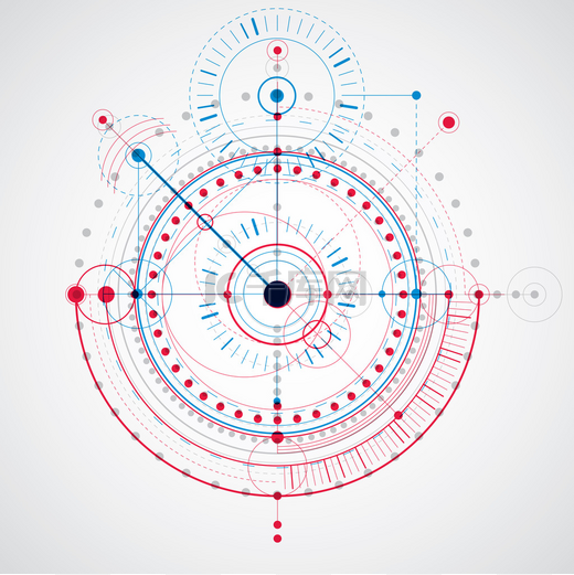 带线条和几何圆的技术绘图.图片