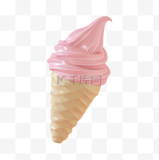 粉色卡通C4D立体食物冰淇凌冷饮图片