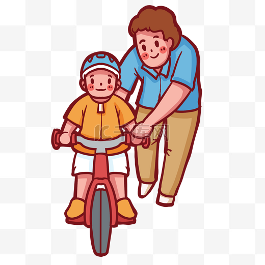 父亲节父子爸爸教孩子骑自行车图片