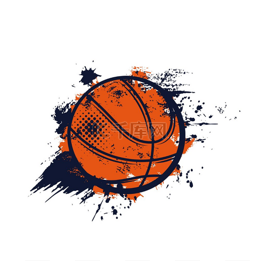 篮球球、运动街球横幅或俱乐部或团队联赛的标志、矢量。图片